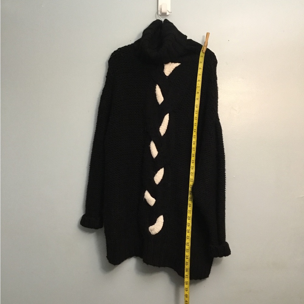 Zara Black Turtleneck Sweater with Front Cutout Detail